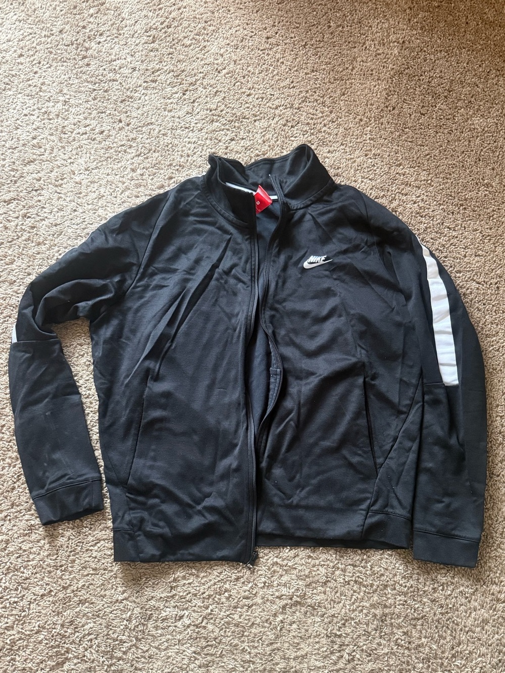 Nike Black Track Jacket with White Sleeve Panel
